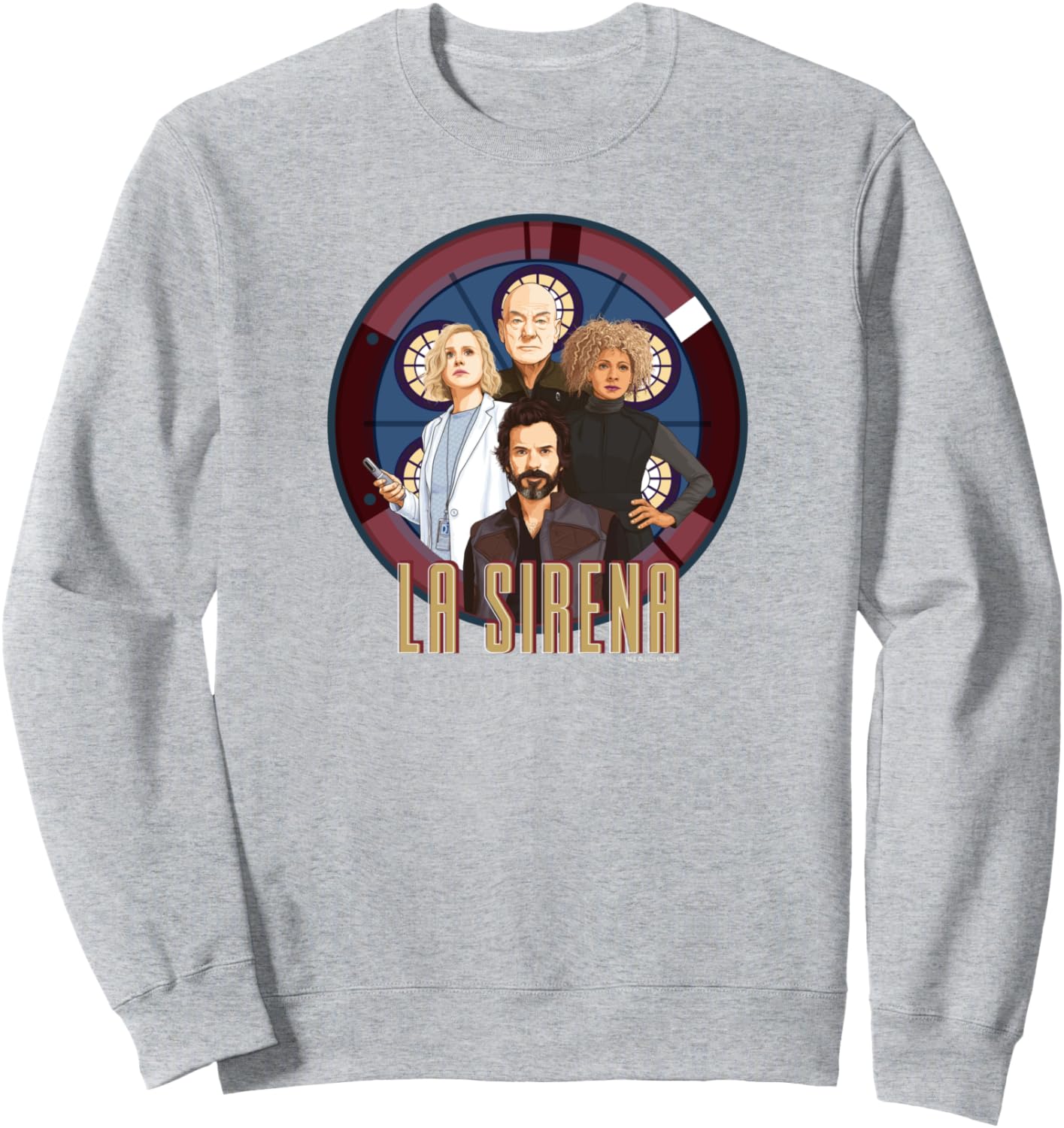 

Толстовка с портретом члена экипажа Star Trek Пикара Ла Силены, серая (серый меланж), размер S