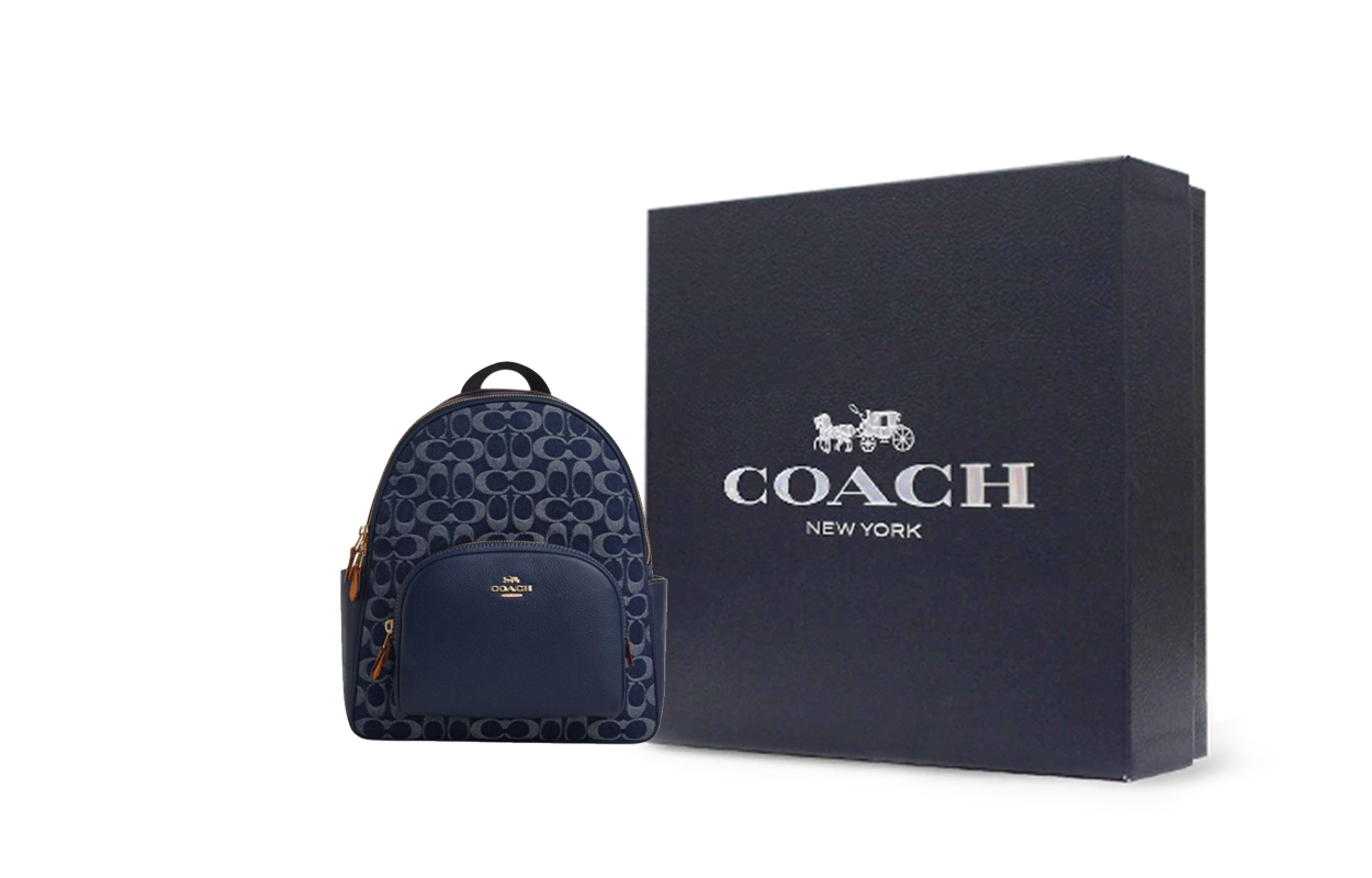 

COACH Джимсовый рюкзак с кожаными аппликациями
