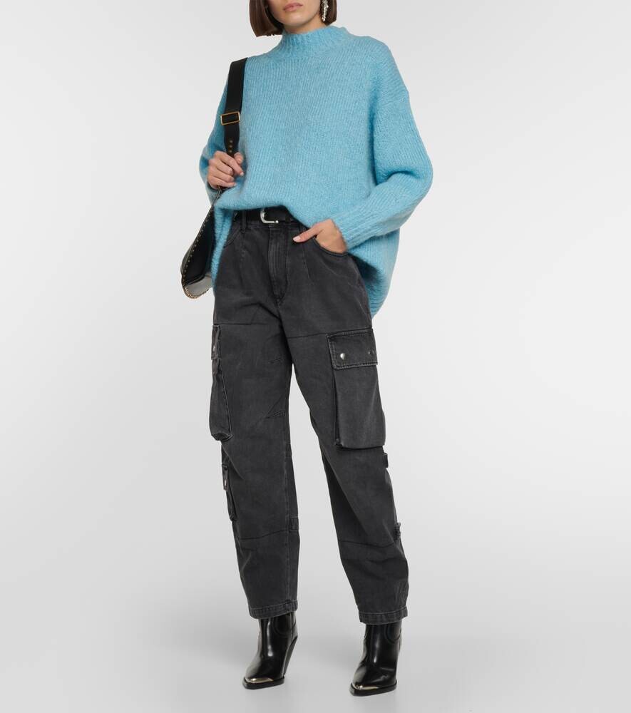 Свитер Idol с воротником из смесового мохера ISABEL MARANT, синий — фото 2