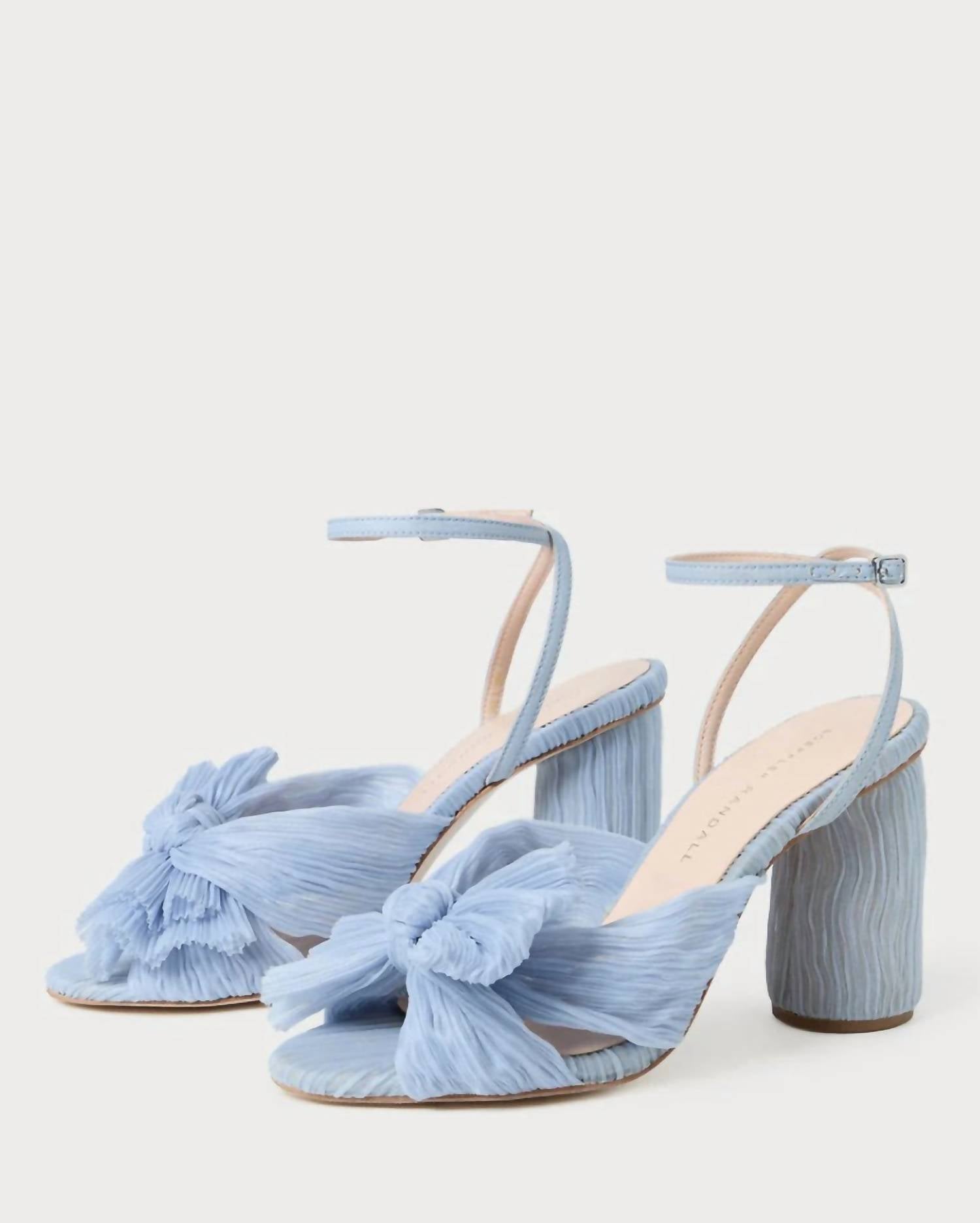 Женские туфли Camellia с бантом и складками на каблуке синего цвета Loeffler Randall — фото 3
