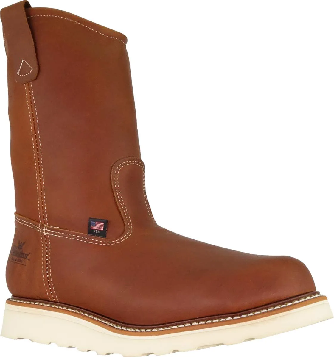 Мужские ботинки Thorogood American Heritage Wellington с 11-дюймовым стальным носком - премиальная кожа полного зерна, противоскользящая подошва клин и комфортная стелька; категория EH — фото 4