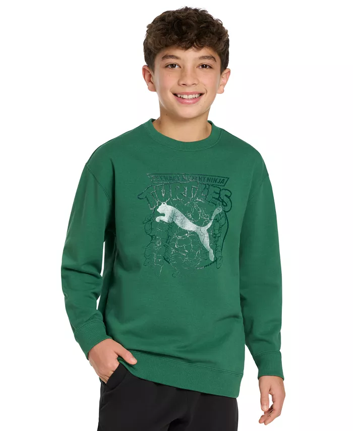 

X TMNT Большие мальчики Расслабленный принтованный свитшот Puma, зеленый