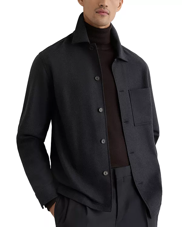 

Рубашка-Рубашка Cooper с длинными рукавами из шерстяной смеси с накладными карманами Reiss, синий