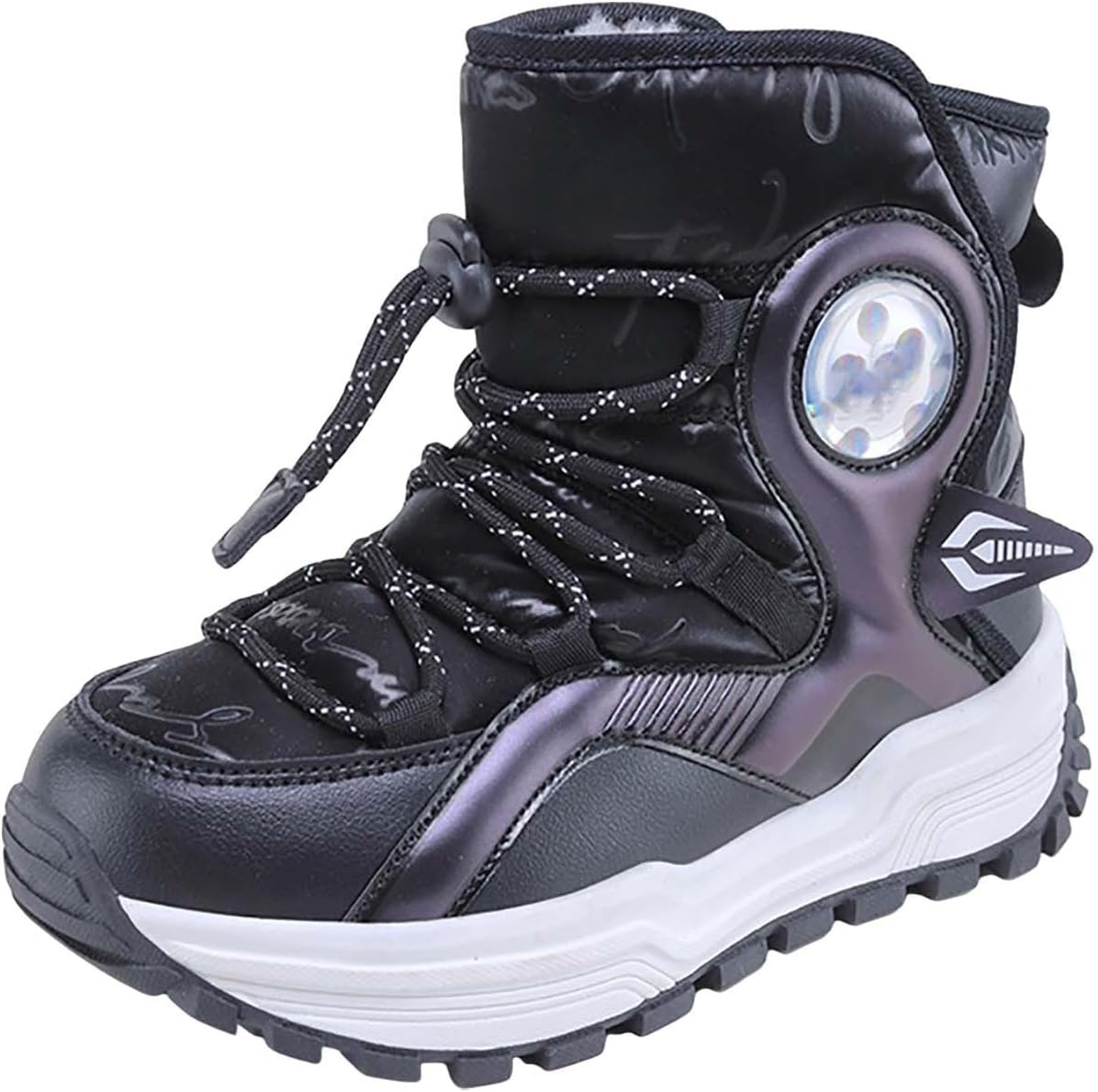 

Детские зимние ботинки для девочек и мальчиков с флисовой подкладкой, водонепроницаемые, противоскользящие, для холодной погоды, для прогулок на улице и походов, теплые ботильоны Generic, Black