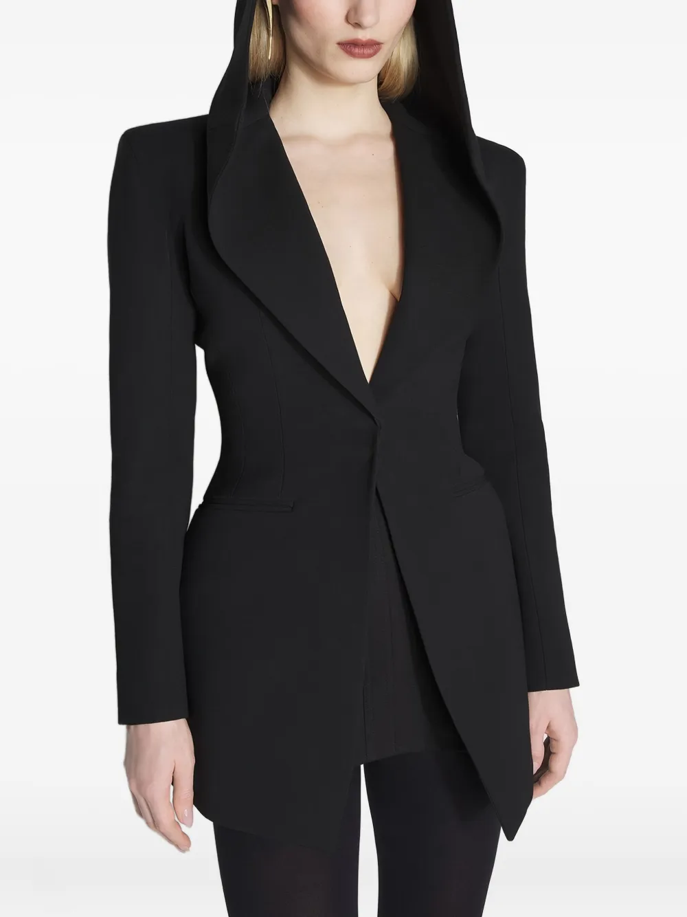 

Куртка с капюшоном и объемными плечами Mugler, черный