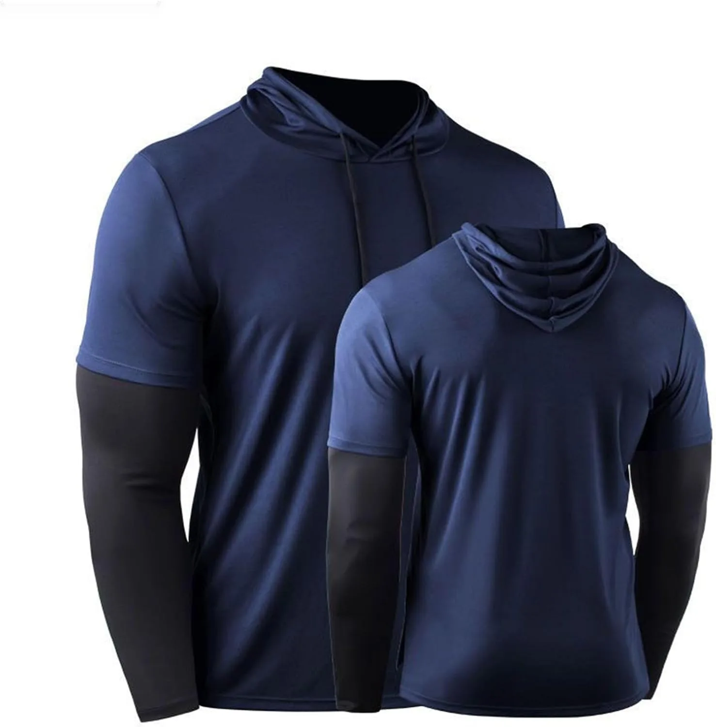 

Мужская спортивная футболка с капюшоном 2 в 1 для бега и тренировок txxeoss