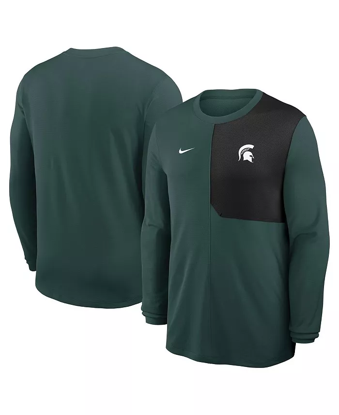 

Мужская зеленая футболка Michigan State Spartans 2025 Sideline Coach UV Performance с длинным рукавом Nike