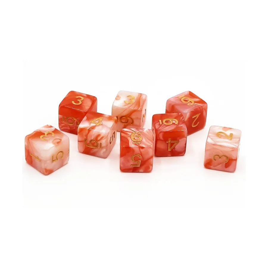 

Набор d6 — красный и белый с золотом (8), Acrylic-Resin Dice - Vorpal (d6s)
