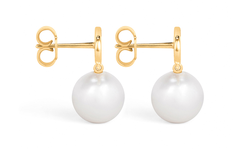 CELINE Серьги Les Perles из латуни с золотым покрытием и стеклянным жемчугом — фото 3