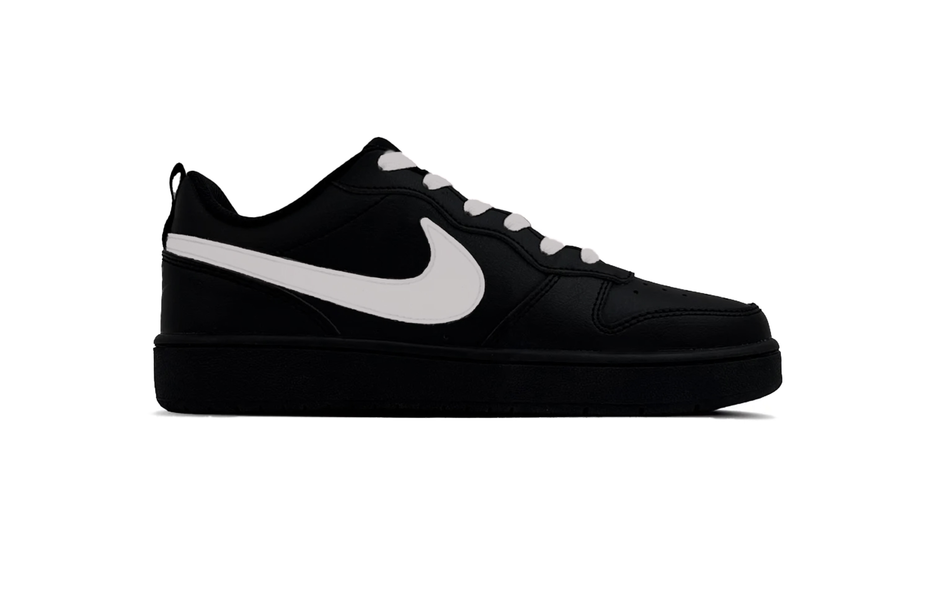 Nike Court Borough синтетическая кожа устойчивая к истиранию дышащие низкие детские скейтбординг кроссовки Black для подростков — фото 3