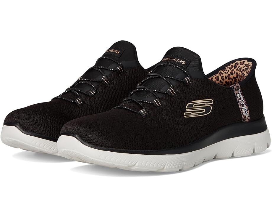 Кроссовки SKECHERS Summits Leopard Chic Hands Free Slip-INS, черный мульти