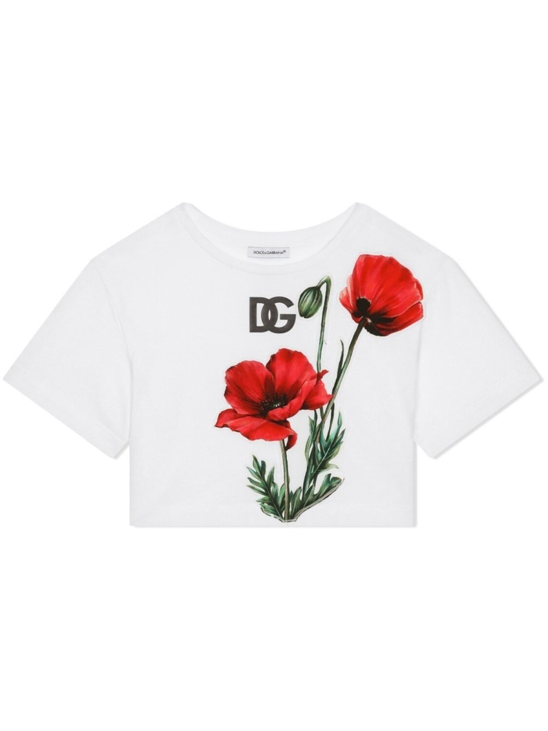 

Dolce & Gabbana укороченная футболка с цветочным принтом, белый