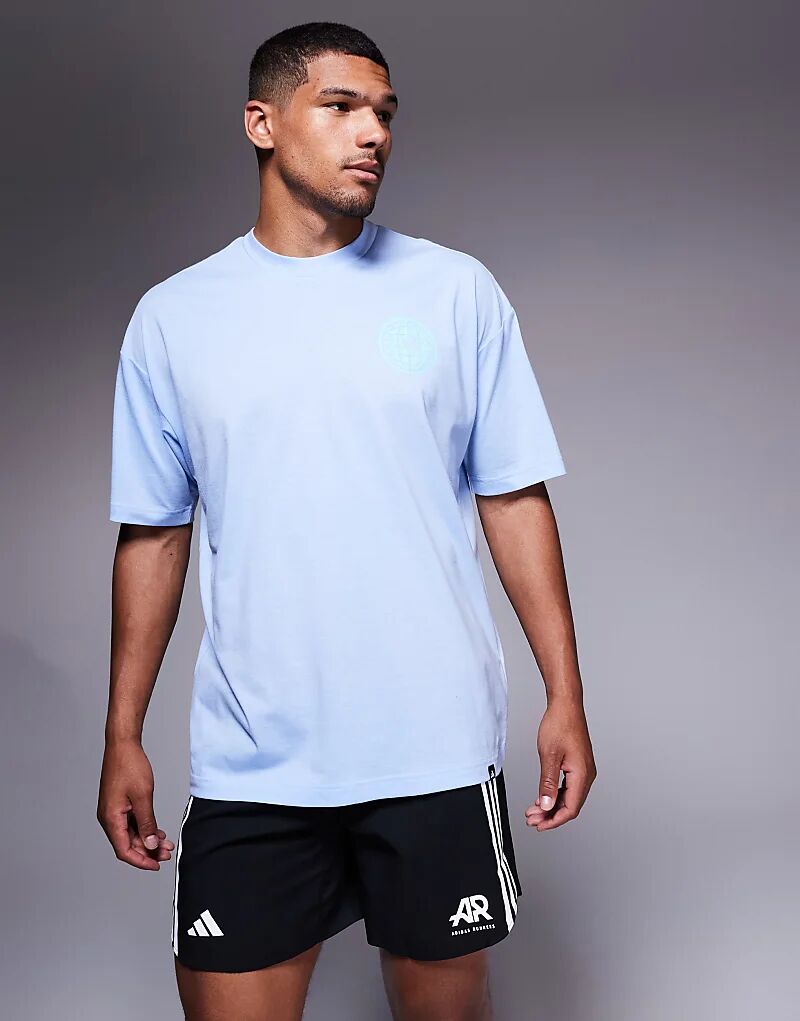 

Футболка adidas Training Power с принтом глобуса на спине пыльно-синего цвета Adidas Performance