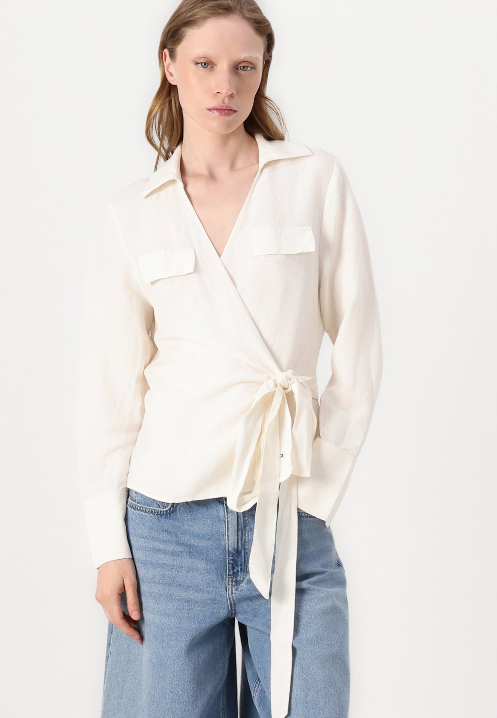 Блуза WRAP BLOUSE Tommy Hilfiger, кремовый — фото 4