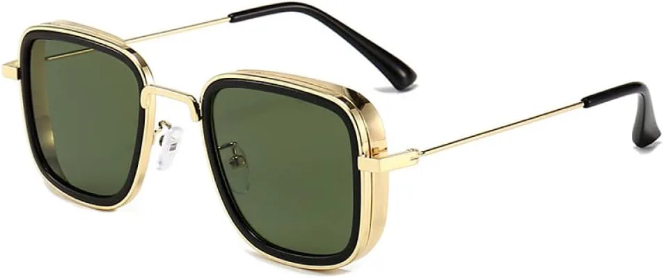 

Винтажные металлические солнцезащитные очки в стиле стимпанк для мужчин, ретро-очки, солнцезащитные очки для женщин, Lunettes De Soleil LANGSER, Gold Green