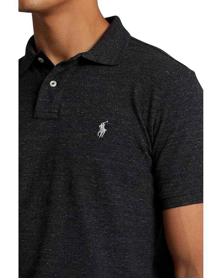 Мужская поло Ralph Lauren Custom Slim Fit Mesh Polo Ralph Lauren, Black Marl Heather — фото 3