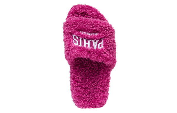 Тапочки cities paris furry slides 'pink' Balenciaga, розовый — фото 4