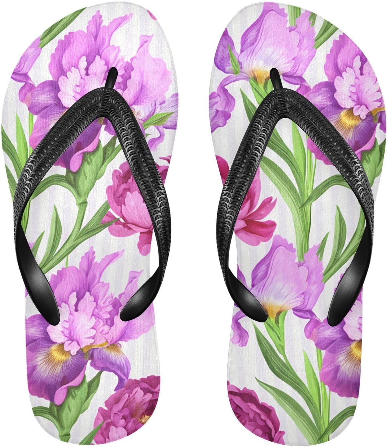

Сланцы с цветочным принтом Ирис Пион, белые пляжные шлепанцы на резиновой подошве, нескользящие летние тапочки для мужчин и женщин для прогулок Sinestour