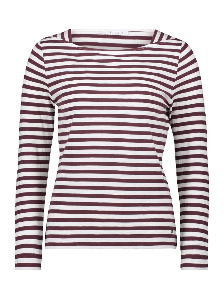 

Полосатая рубашка с вырезом-лодочкой в кремово-темно-красном цвете BETTY & CO