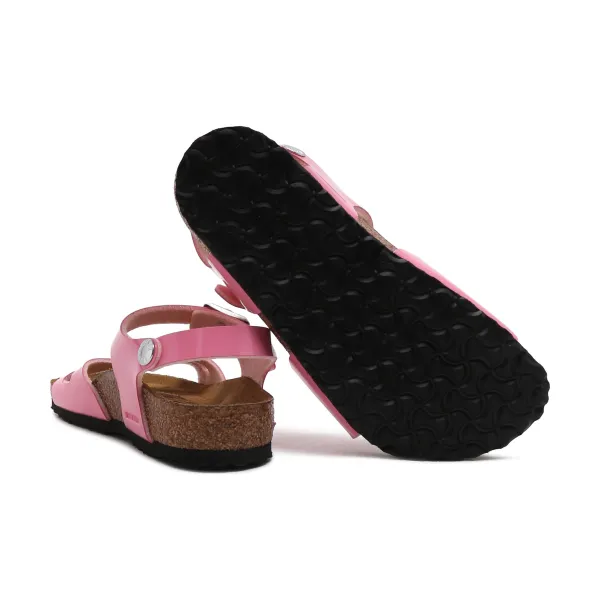 Лакированные карамельно-розовые босоножки с добавлением кожи Birkenstock, розовый — фото 4