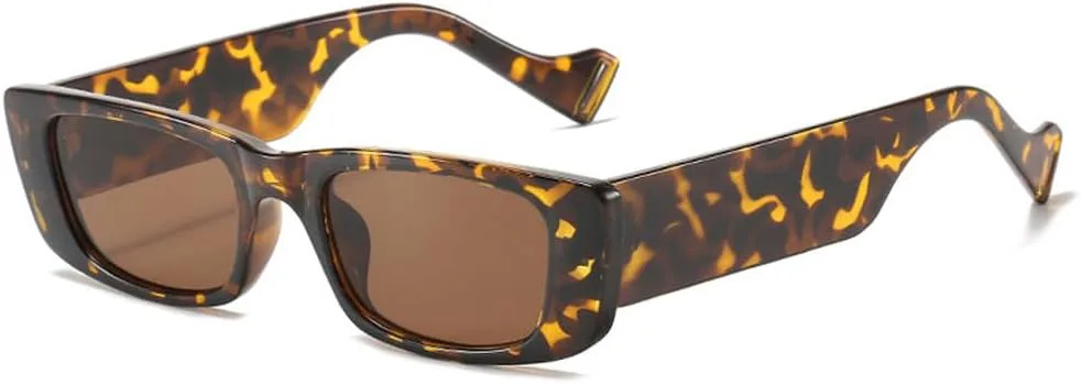 

Винтажные солнцезащитные очки для женщин в стиле ретро, ​​маленькие прямоугольные солнцезащитные очки, сексуальные оранжевые очки для мужчин TKKTLLT, Leopard-brown