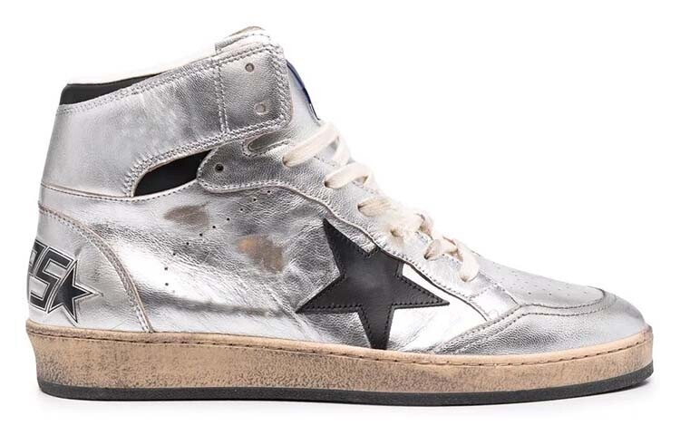 Кроссовки для скейтбординга Sky-Star женские, высокие, серебристые Golden Goose — фото 2