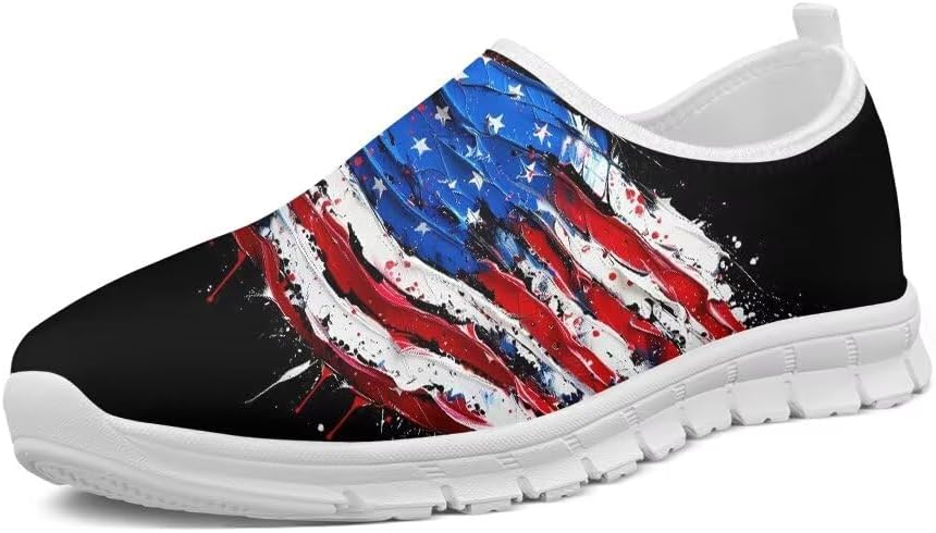 

Мужские и женские кроссовки Forchrinse Blue Dolphin с эффектом тай-дай, для ходьбы, слипоны, лоферы, спортивные легкие кроссовки для путешествий, American Flag