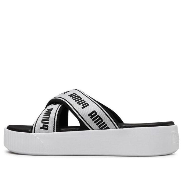 Тапочки platform slide tape slippers for black/white Puma, черный
