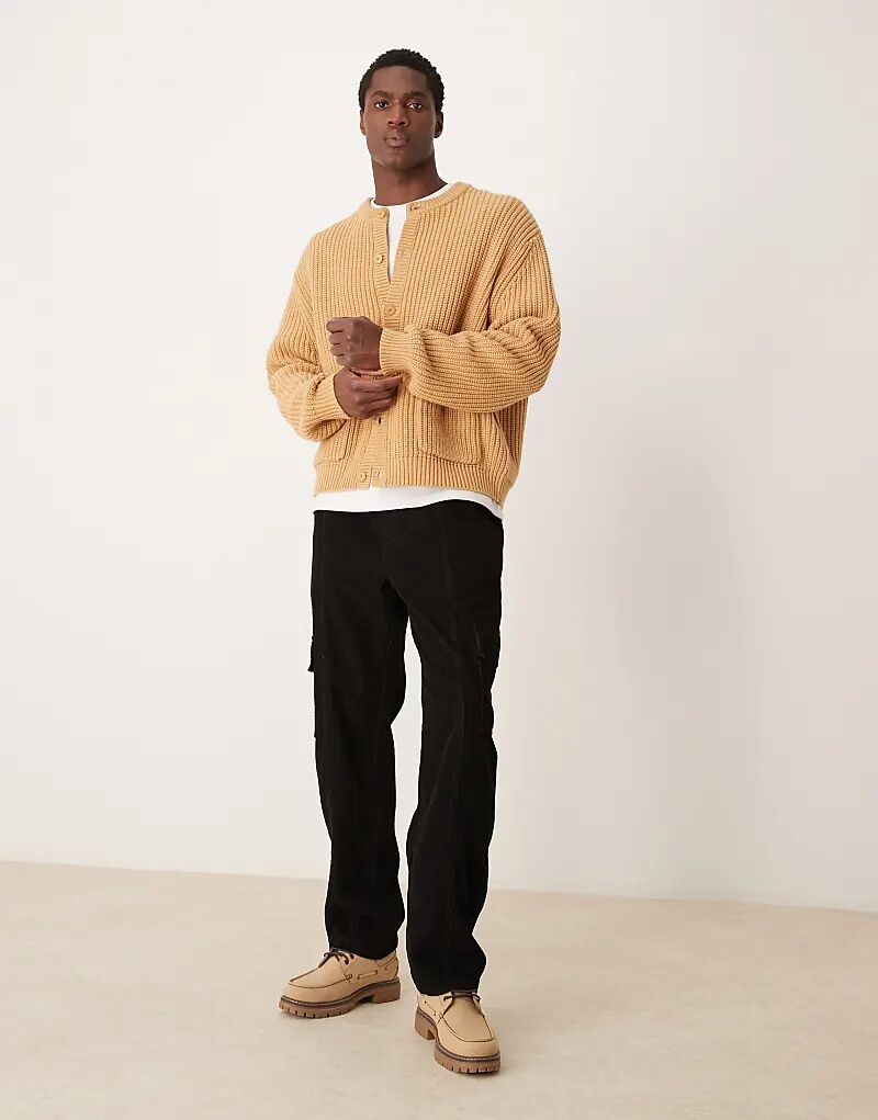 

Прямые вельветовые брюки-карго черного цвета ASOS DESIGN