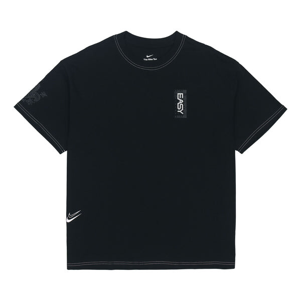 

Футболка Nike Solid Color Alphabet Pattern Printing Round Neck Cotton Short Sleeve Black, мультиколор