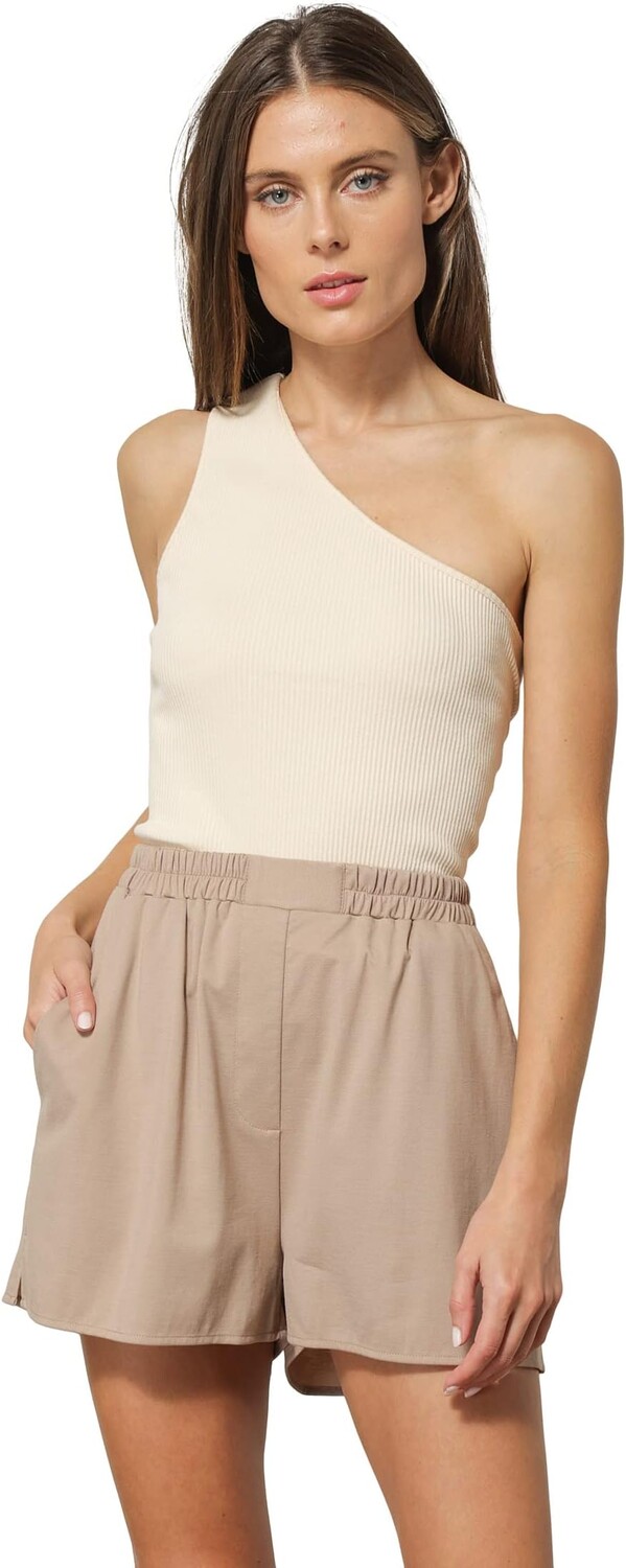 

Топ line and dot Mila One Shoulder Knit Tank, цвет Cream