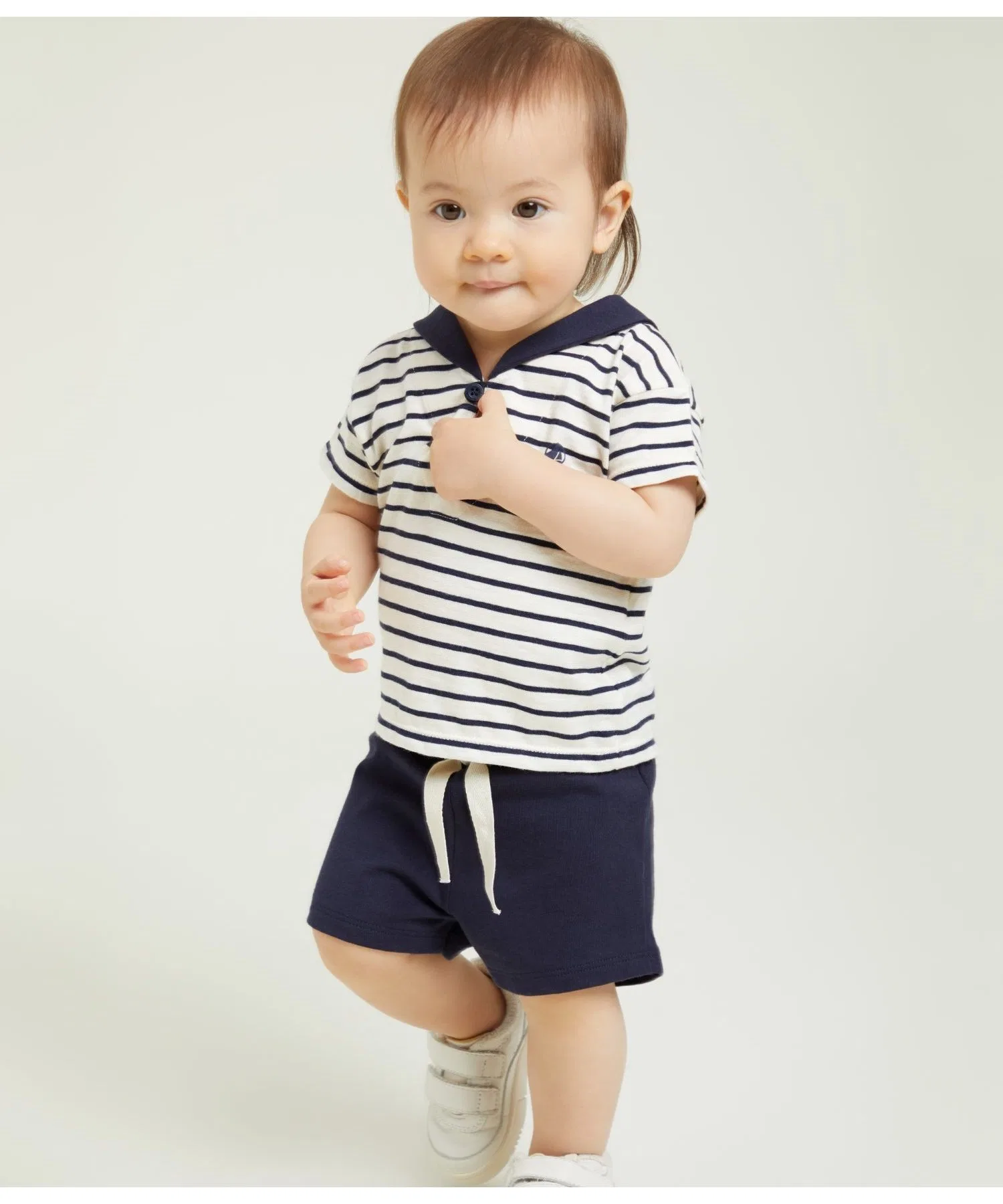 Детский комплект: футболка в полоску и шорты PETIT BATEAU бело-синий — фото 3