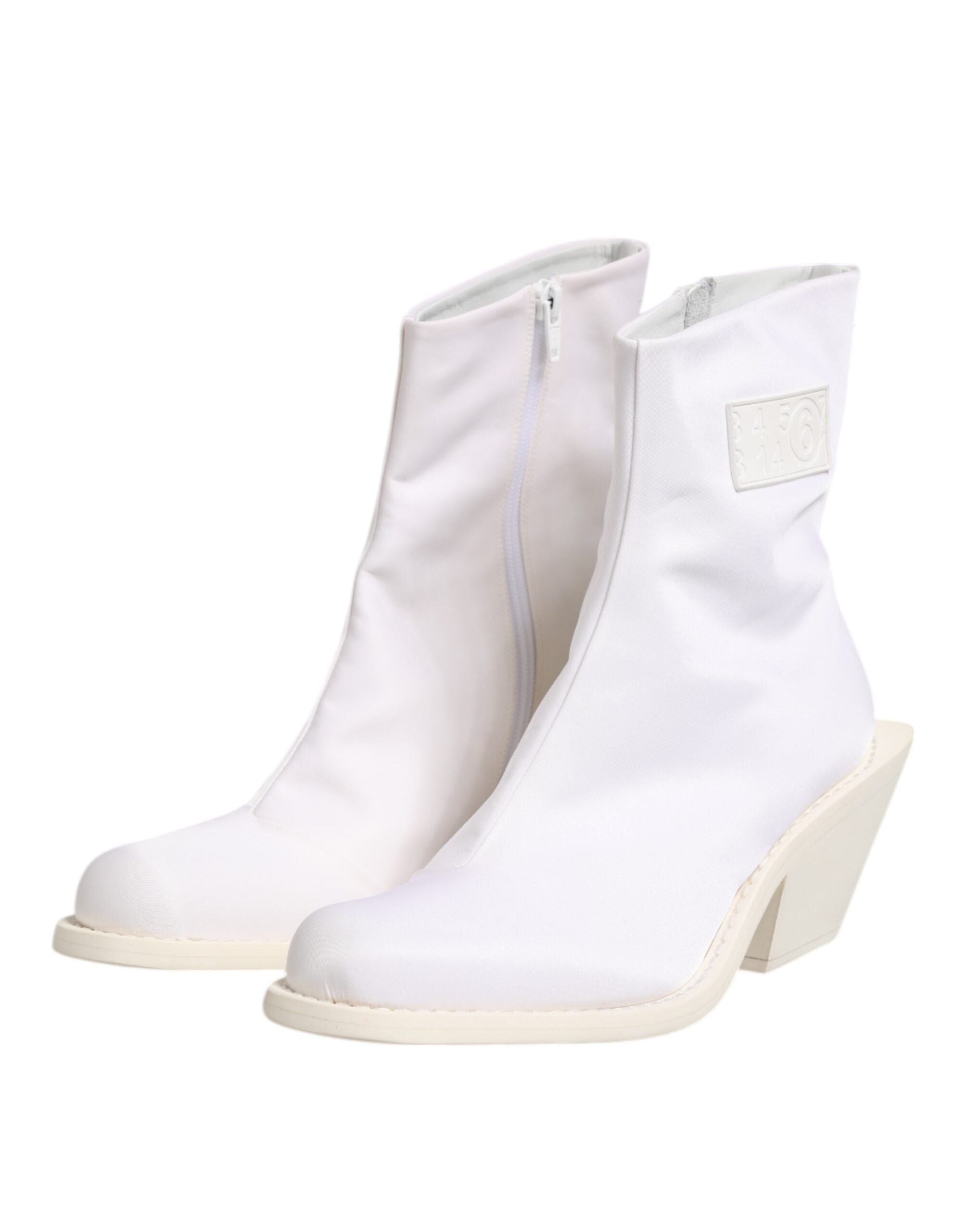 Maison Margiela Ботинки на квадратном каблуке с молнией, белый — фото 4