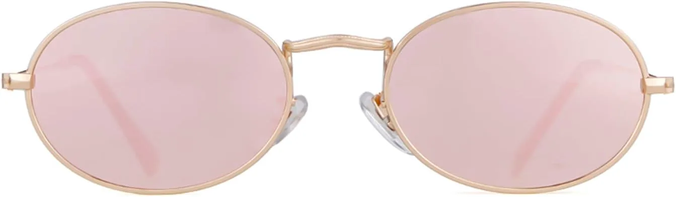 

Солнцезащитные очки GIFIORE овальной формы, винтажные, ретро, ​​в стиле 90-х, модные дизайнерские очки для женщин и мужчин, Gold Frame Pink Mirrored Lens