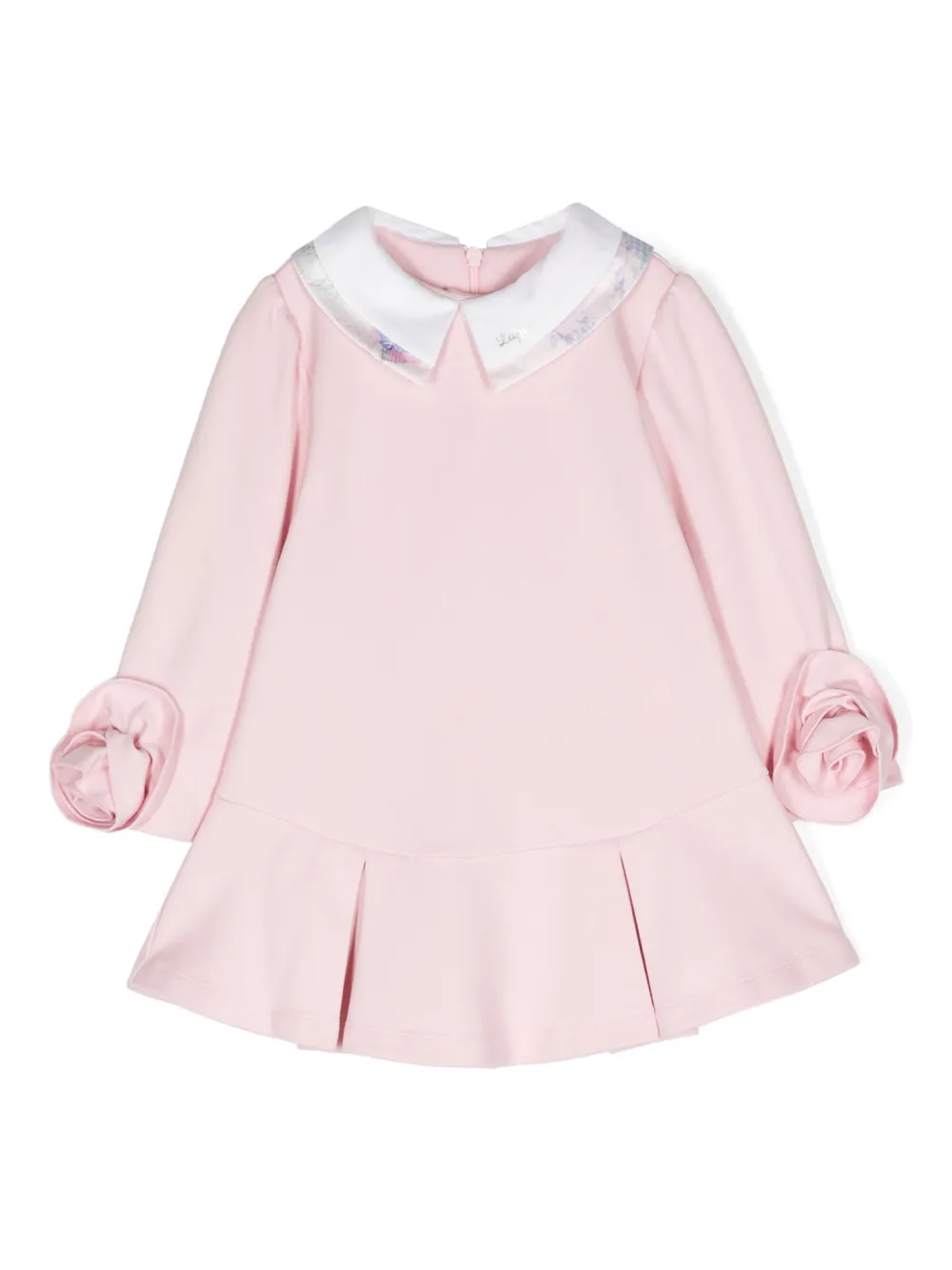 

Платье с цветочной аппликацией и складками Lapin House, розовый