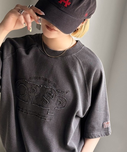 

Футболка винтажная с короткими рукавами, логотипом и завязками по низу Java, угольно-серый