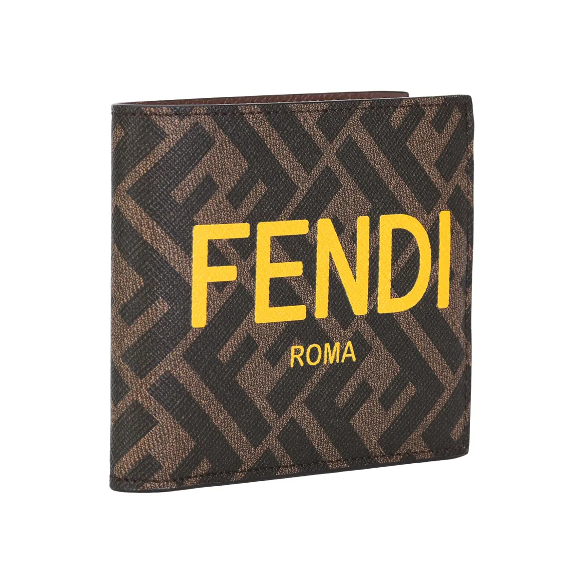 FENDI Кожаный бумажник мужской коричневый с желтым — фото 3