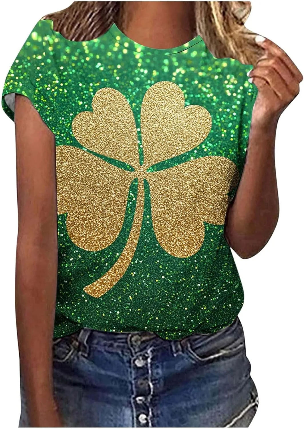 Футболка с принтом клевера для женщин, St Patricks Day, Plus Size — фото 4