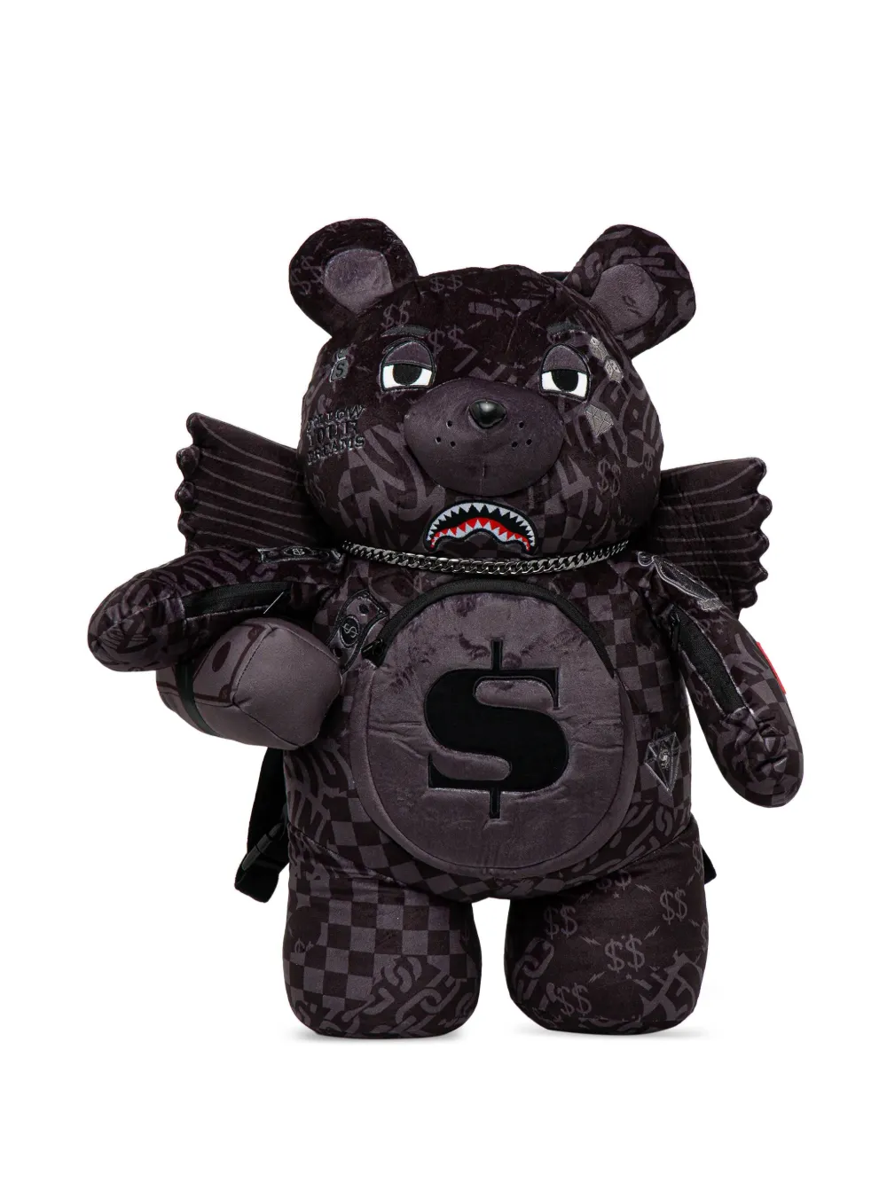 

Большой рюкзак 4AM Money Wing Bear в клетку Sprayground, черный