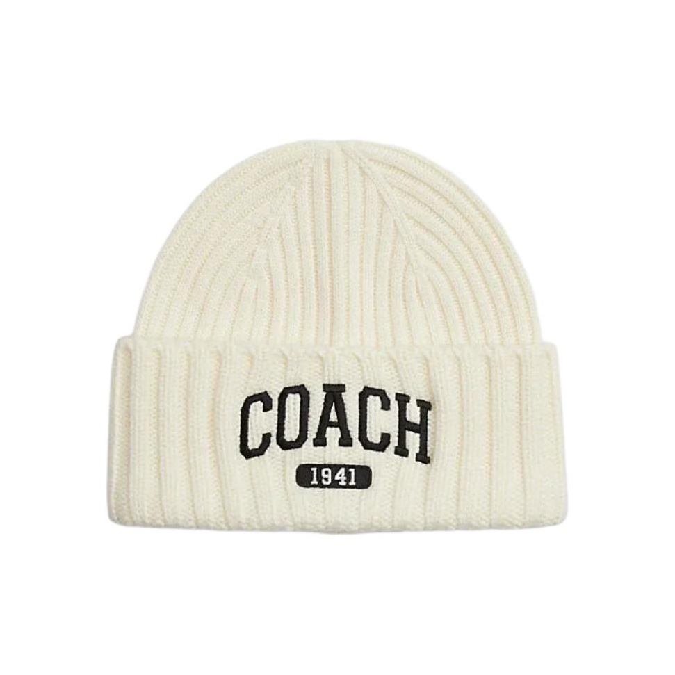 

COACH Белая женская шапка из овечьей шерсти, White