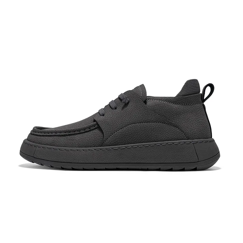 Кожаные повседневные туфли мужские SEPTWOLVES, Gray Mid-Top Fleece-Lined (Standard Leather Shoe Size)