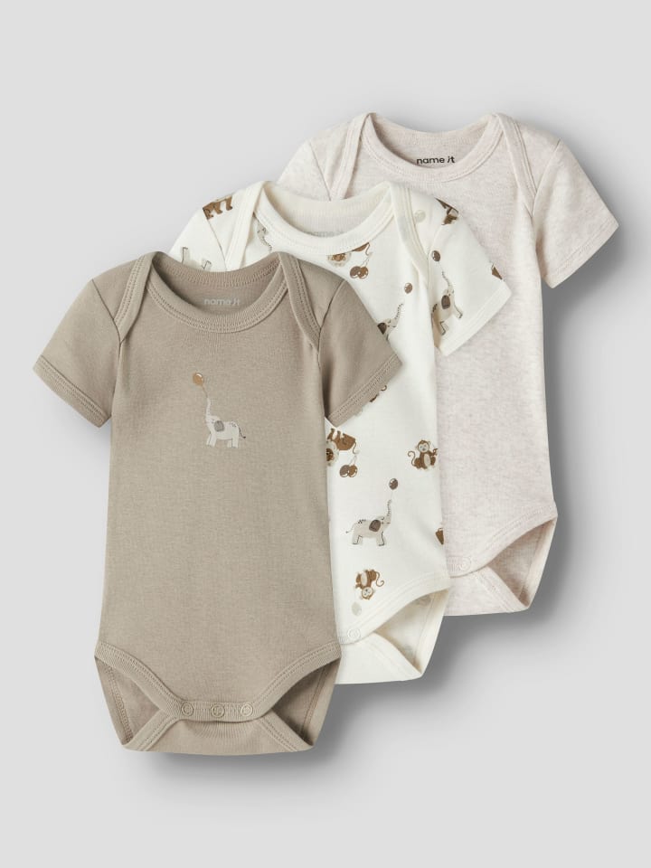 Name it Комплект из 3 боди с короткими рукавами NBNBODY 3P S/S ANIMAL в цвете Jet Stream — фото 3