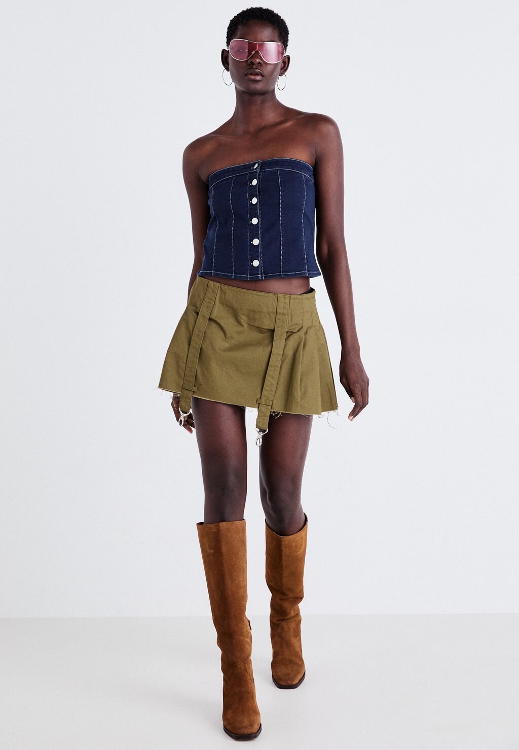 

Топ – темно-синий, размытый Button Corset Denim Project, темно-синий