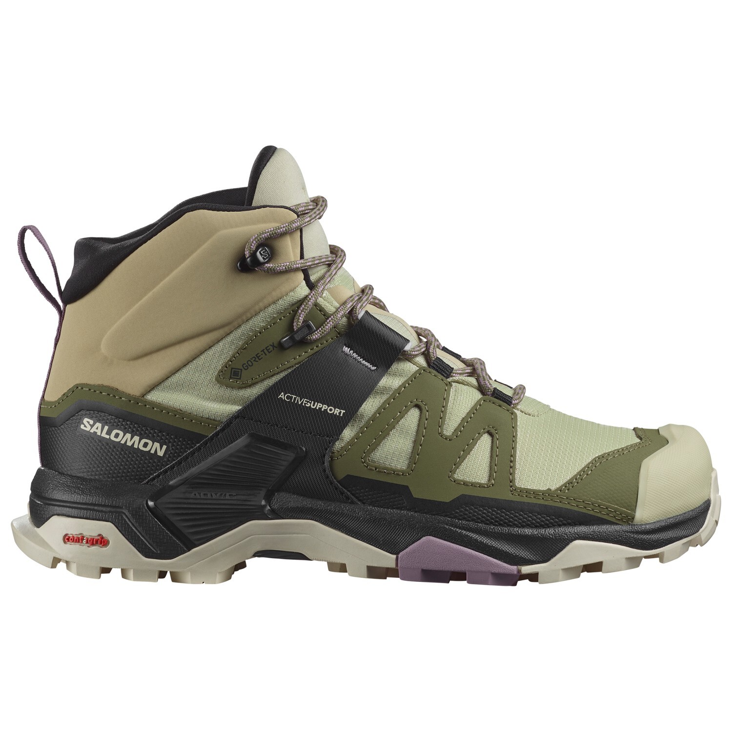 

Ботинки для прогулки Salomon Women's X Ultra 4 Mid GTX, цвет Alfalfa/Deep Lichen Green/Almond Milk