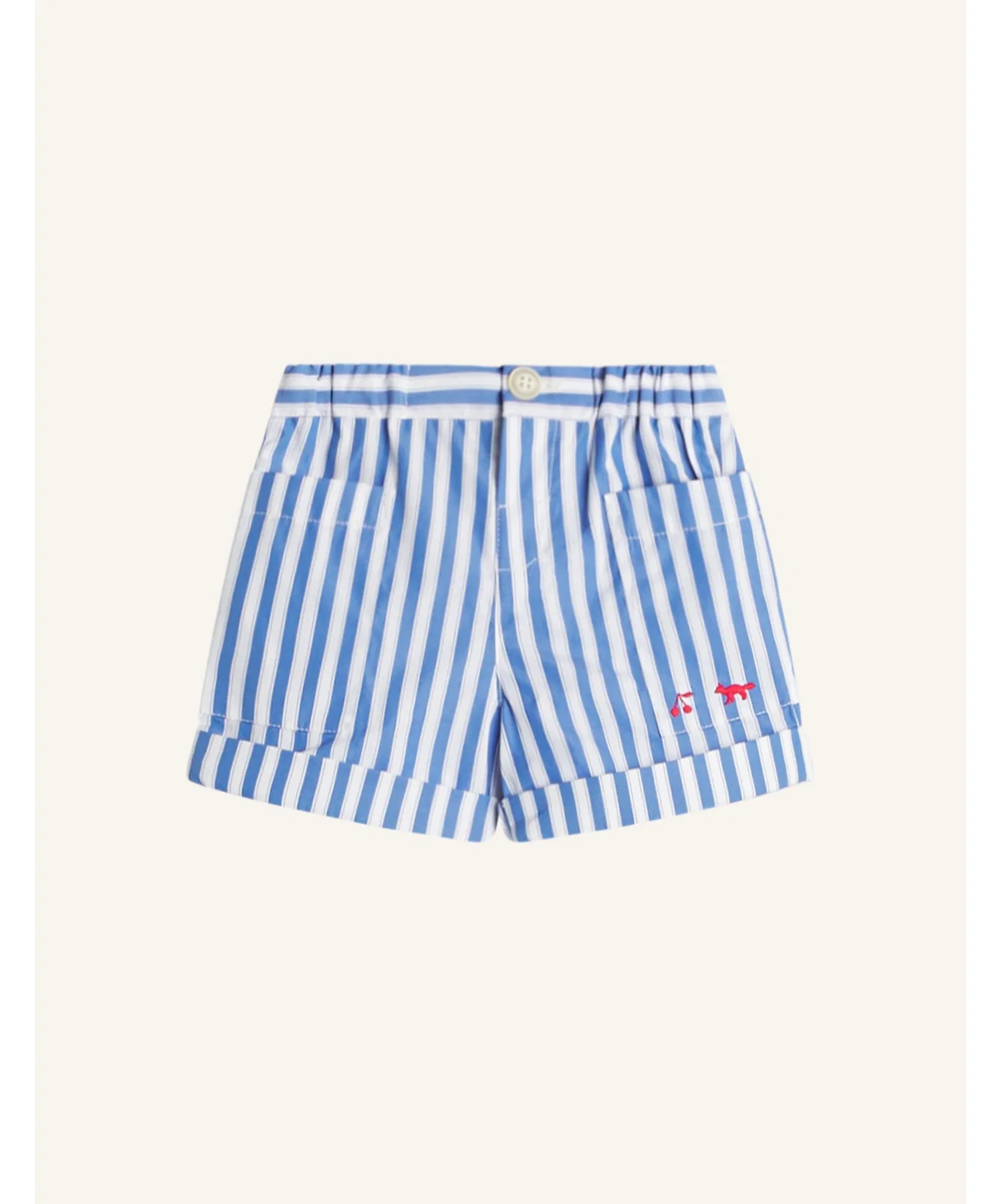 Унисекс хлопковые шорты в полоску Maison Kitsune с вышивкой белые