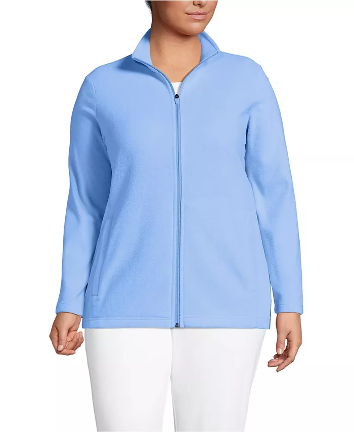 

Женская флисовая куртка больших размеров Anyweather на молнии Lands' End, синий