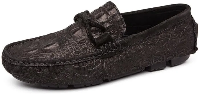 Лоферы крокодиловая текстура Nubuck Leather Classic Slip On, черный
