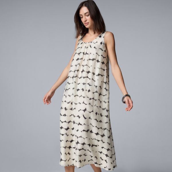 

Женское платье макси с присборенным воротником Simply Vera Vera Wang, цвет beige dots