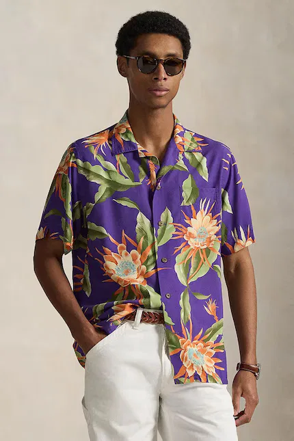 Рубашка из вискозы Polo Ralph Lauren, фиолетовый