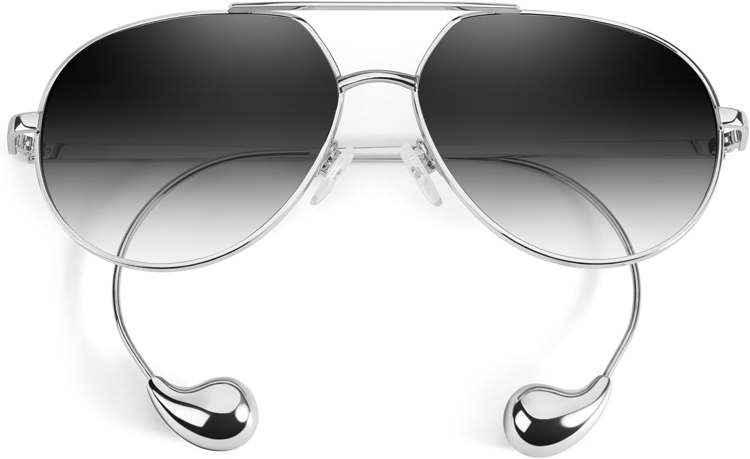 

Модные солнцезащитные очки-авиаторы TJUTR увеличенного размера для женщин, ретро-дизайнерские очки с дужками в виде сережек, защита от УФ-излучения UV400, A07 Silver/Gradient Grey